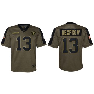 2021 Salute To Service Youth Raiders Hunter Renfrow Olive Game Jersey