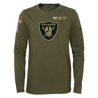 2021 Salute To Service Youth Raiders Olive Long Sleeve T-Shirt