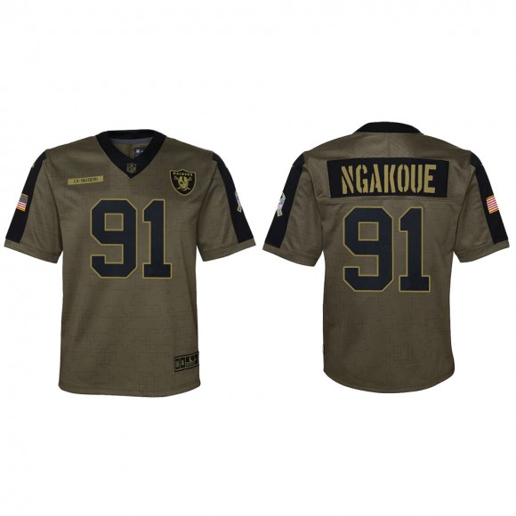 2021 Salute To Service Youth Raiders Yannick Ngakoue Olive Game Jersey