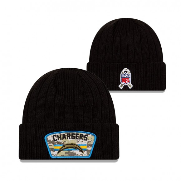 2021 Salute To Service Youth Chargers Black Cuffed Knit Hat