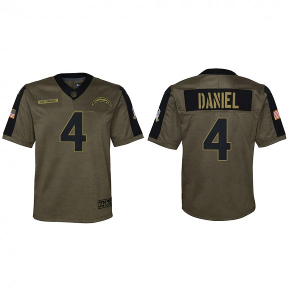 2021 Salute To Service Youth Chargers Chase Daniel Olive Game Jersey