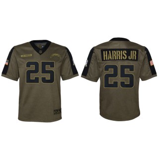 2021 Salute To Service Youth Chargers Chris Harris Jr Olive Game Jersey