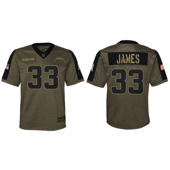 2021 Salute To Service Youth Chargers Derwin James Olive Game Jersey