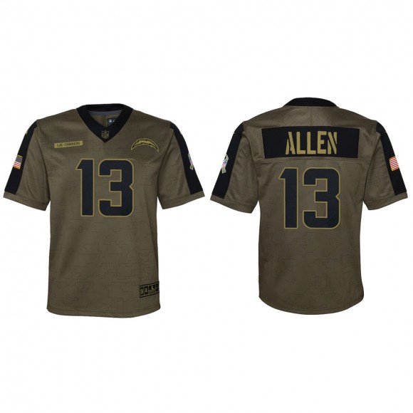 2021 Salute To Service Youth Chargers Keenan Allen Olive Game Jersey