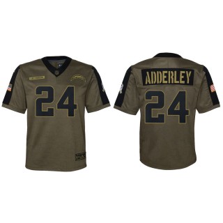 2021 Salute To Service Youth Chargers Nasir Adderley Olive Game Jersey