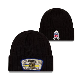 2021 Salute To Service Youth Rams Black Cuffed Knit Hat