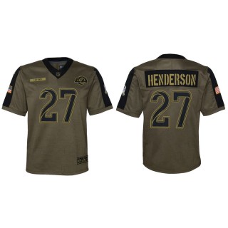 2021 Salute To Service Youth Rams Darrell Henderson Olive Game Jersey