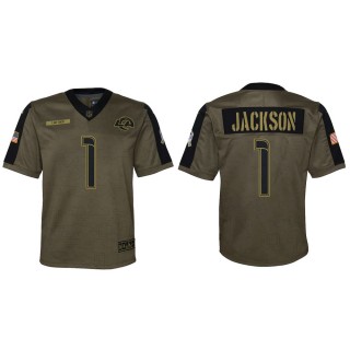 2021 Salute To Service Youth Rams DeSean Jackson Olive Game Jersey