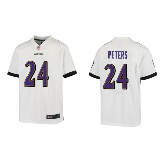 Youth Baltimore Ravens Marcus Peters #24 White Game Jersey