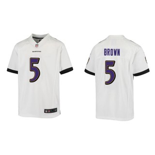 Youth Baltimore Ravens Marquise Brown #5 White Game Jersey