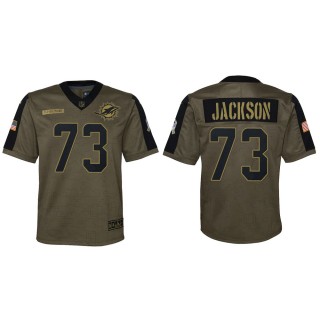 2021 Salute To Service Youth Dolphins Austin Jackson Olive Game Jersey