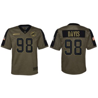 2021 Salute To Service Youth Dolphins Raekwon Davis Olive Game Jersey