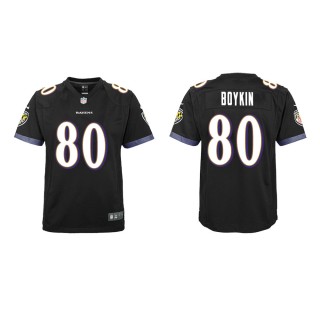 Youth Baltimore Ravens Miles Boykin #80 Black Game Jersey