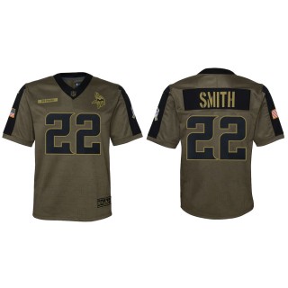 2021 Salute To Service Youth Vikings Harrison Smith Olive Game Jersey