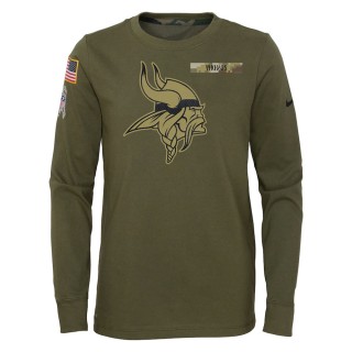 2021 Salute To Service Youth Vikings Olive Long Sleeve T-Shirt