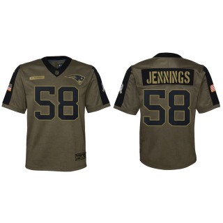 2021 Salute To Service Youth Patriots Anfernee Jennings Olive Game Jersey