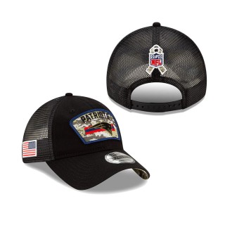 2021 Salute To Service Youth Patriots Black Camo Trucker 9TWENTY Snapback Adjustable Hat