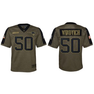 2021 Salute To Service Youth Patriots Chase Winovich Olive Game Jersey