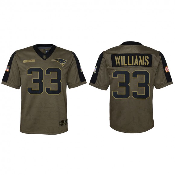 2021 Salute To Service Youth Patriots Joejuan Williams Olive Game Jersey