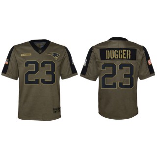 2021 Salute To Service Youth Patriots Kyle Dugger Olive Game Jersey