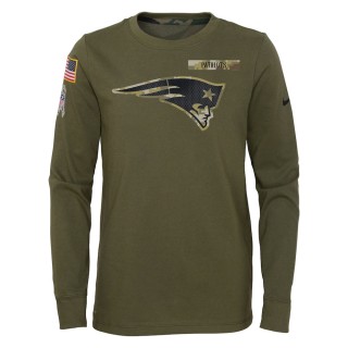 2021 Salute To Service Youth Patriots Olive Long Sleeve T-Shirt