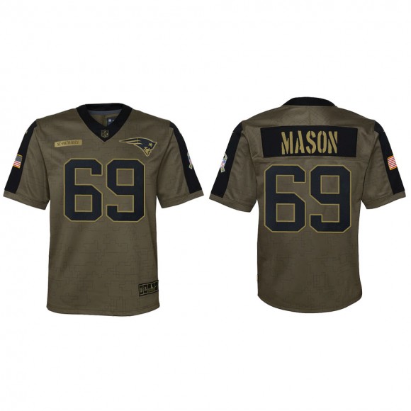 2021 Salute To Service Youth Patriots Shaq Mason Olive Game Jersey