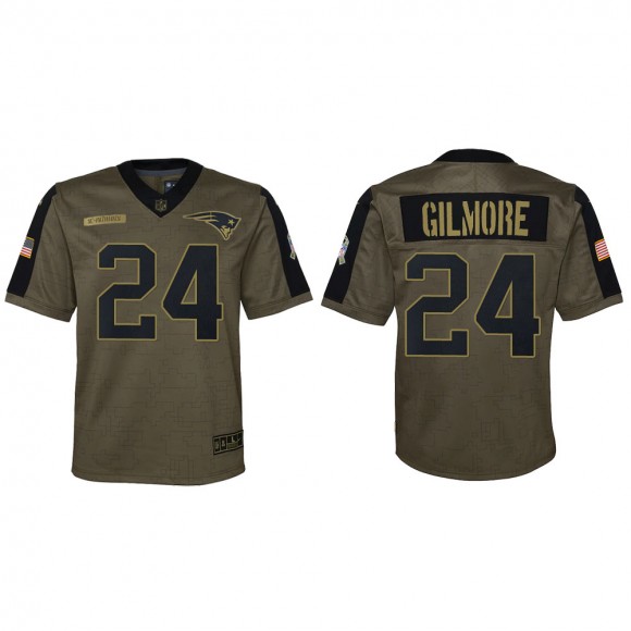 2021 Salute To Service Youth Patriots Stephon Gilmore Olive Game Jersey