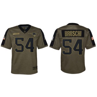 2021 Salute To Service Youth Patriots Tedy Bruschi Olive Game Jersey