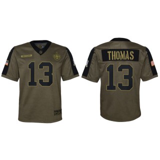 2021 Salute To Service Youth Saints Michael Thomas Olive Game Jersey