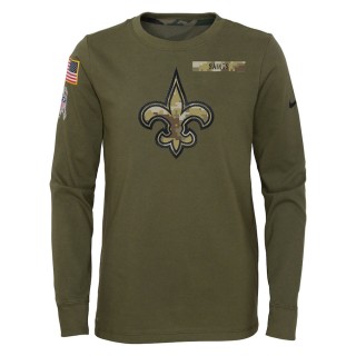 2021 Salute To Service Youth Saints Olive Long Sleeve T-Shirt