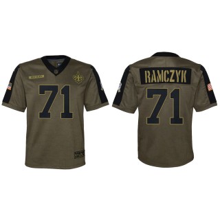 2021 Salute To Service Youth Saints Ryan Ramczyk Olive Game Jersey