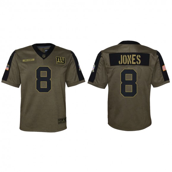 2021 Salute To Service Youth Giants Daniel Jones Olive Game Jersey