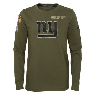 2021 Salute To Service Youth Giants Olive Long Sleeve T-Shirt