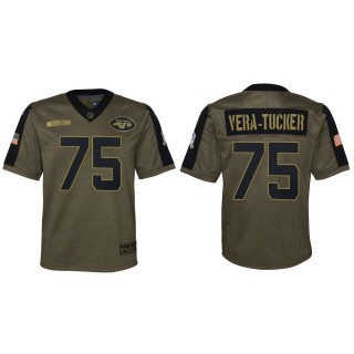 2021 Salute To Service Youth Jets Alijah Vera-Tucker Olive Game Jersey
