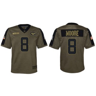 2021 Salute To Service Youth Jets Elijah Moore Olive Game Jersey