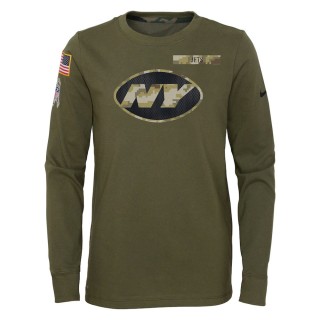 2021 Salute To Service Youth Jets Olive Long Sleeve T-Shirt