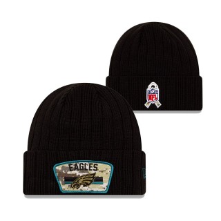 2021 Salute To Service Youth Eagles Black Cuffed Knit Hat