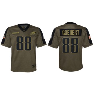 2021 Salute To Service Youth Eagles Dallas Goedert Olive Game Jersey