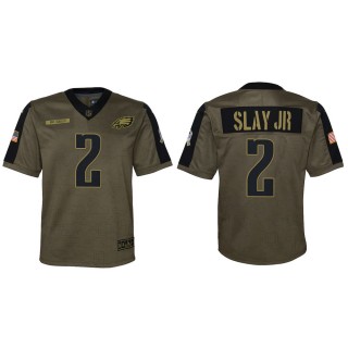 2021 Salute To Service Youth Eagles Darius Slay Jr Olive Game Jersey