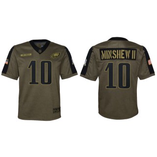 2021 Salute To Service Youth Eagles Gardner Minshew II Olive Game Jersey