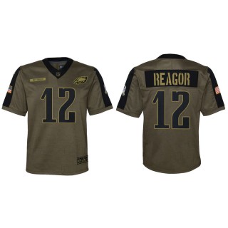 2021 Salute To Service Youth Eagles Jalen Reagor Olive Game Jersey