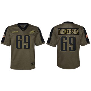 2021 Salute To Service Youth Eagles Landon Dickerson Olive Game Jersey