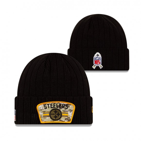 2021 Salute To Service Youth Steelers Black Cuffed Knit Hat