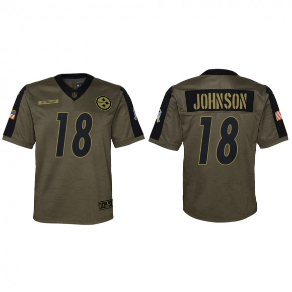 2021 Salute To Service Youth Steelers Diontae Johnson Olive Game Jersey
