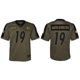 2021 Salute To Service Youth Steelers JuJu Smith-Schuster Olive Game Jersey