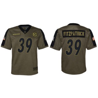 2021 Salute To Service Youth Steelers Minkah Fitzpatrick Olive Game Jersey