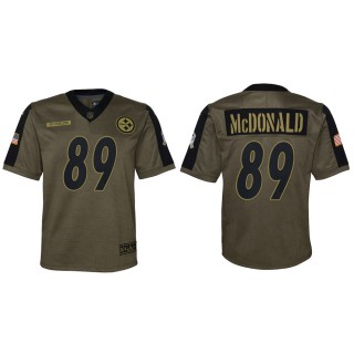 2021 Salute To Service Youth Steelers Vance McDonald Olive Game Jersey