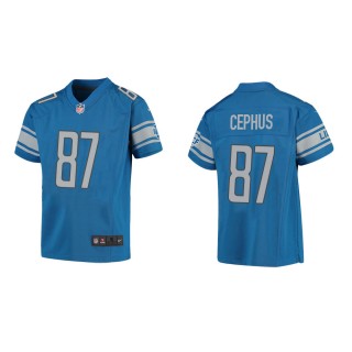 Youth Detroit Lions Quintez Cephus #87 Blue Game Jersey
