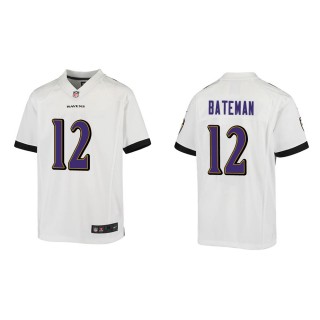 Youth Baltimore Ravens Rashod Bateman #12 White Game Jersey