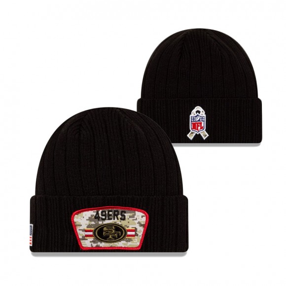 2021 Salute To Service Youth 49ers Black Cuffed Knit Hat